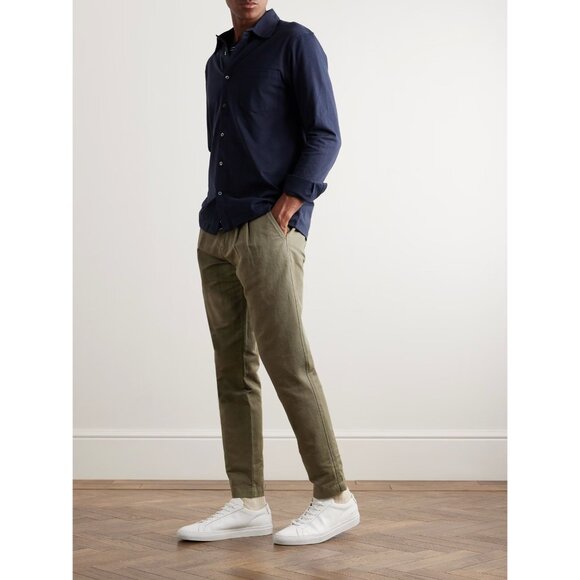 MR P. Pleated Garment-Dyed Cotton Casual Pants Chino Khaki Sz 38